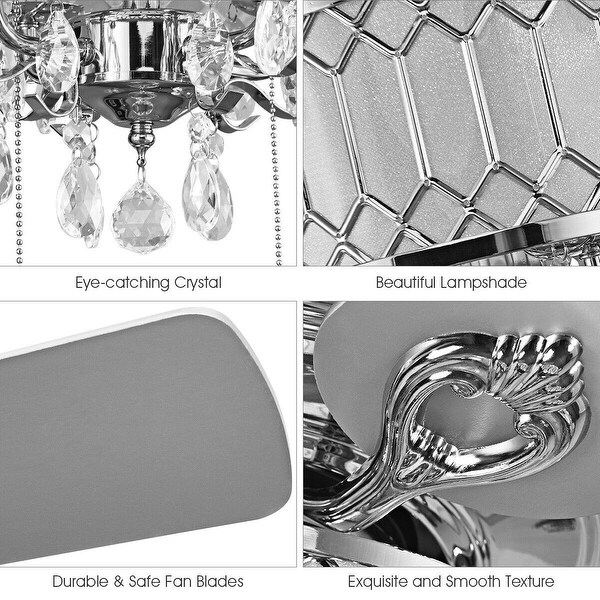 52" Crystal Ceiling Fan Lamp w/ 5 Reversible Blades - 52"