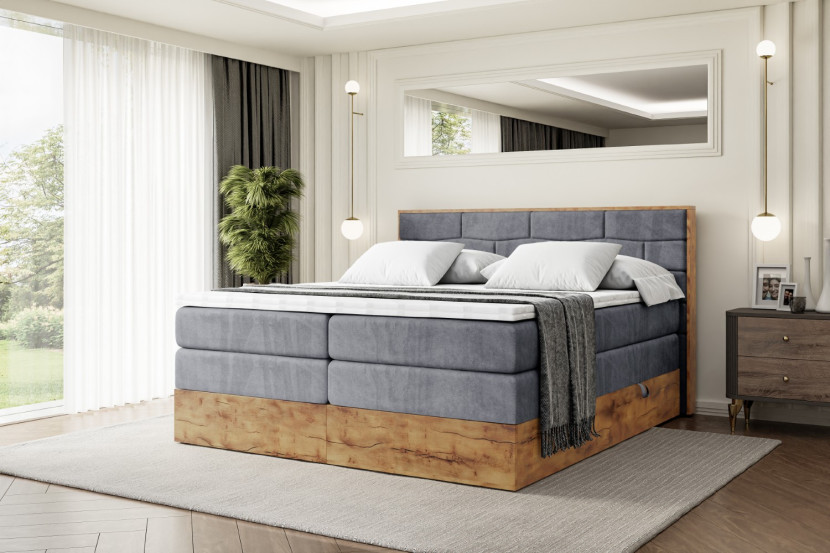 Łóżko kontynentalne z pojemnikiem i materacem H3|H4 LOLLI8 KING 120x200 cm