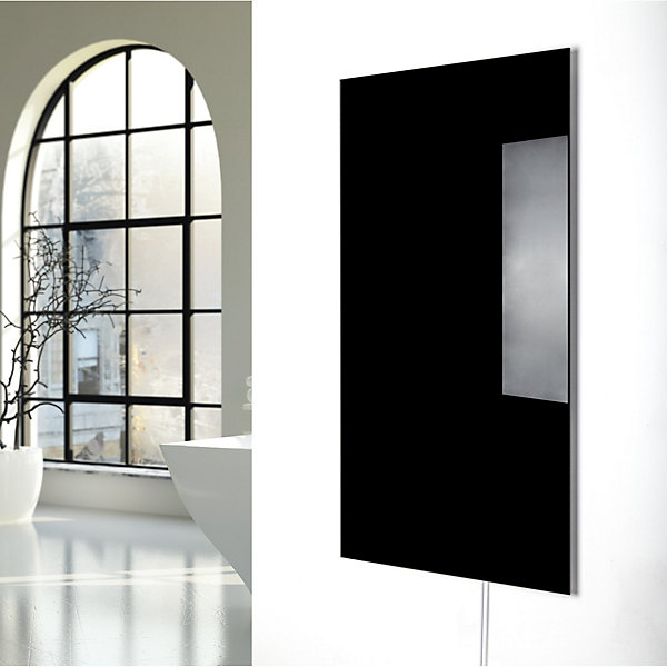 Panneau Rayonnant Electrique en verre WarmlyYours, Noir, 800 Watts, 60x120cm, Montage Mural, Radiateur Chaleur Infrarouge