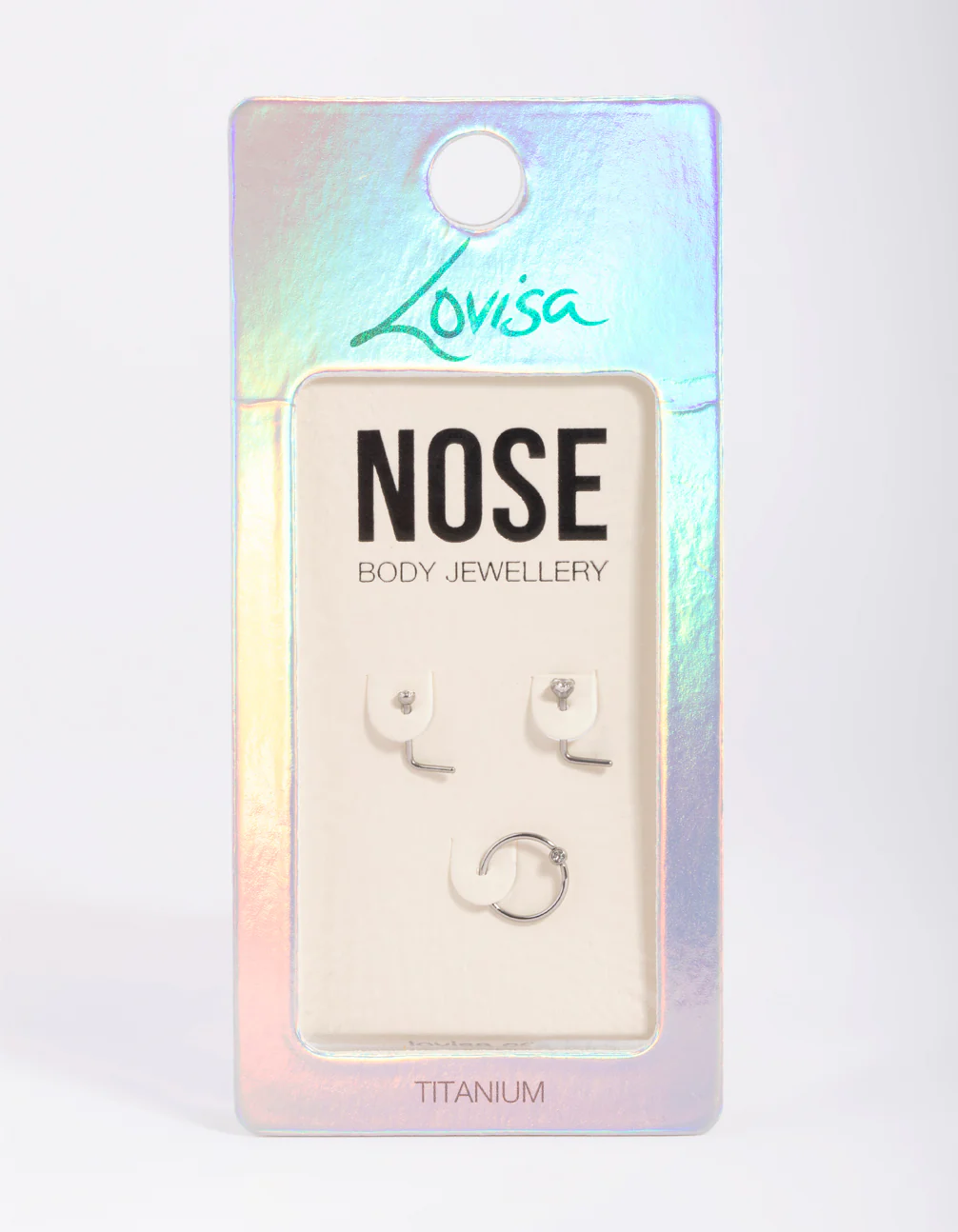 Titanium Diamante Nose Stud Pack