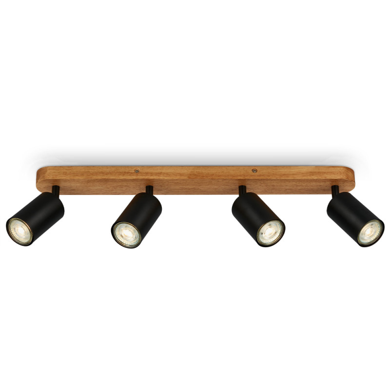 Spot Vintage avec base en bois noir GU10 4 x 9 W BRILONER