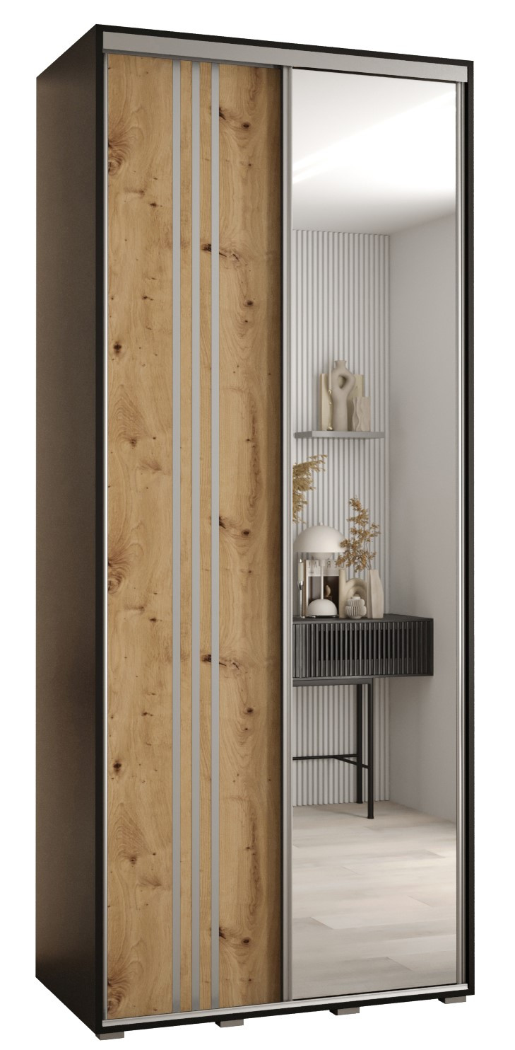Szafa przesuwna 45 wysoka Davos 7 110 czarny artisan srebrny