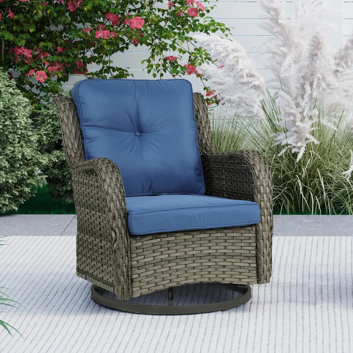 Outdoor Rattan Swivel Gliders Rocking Chair