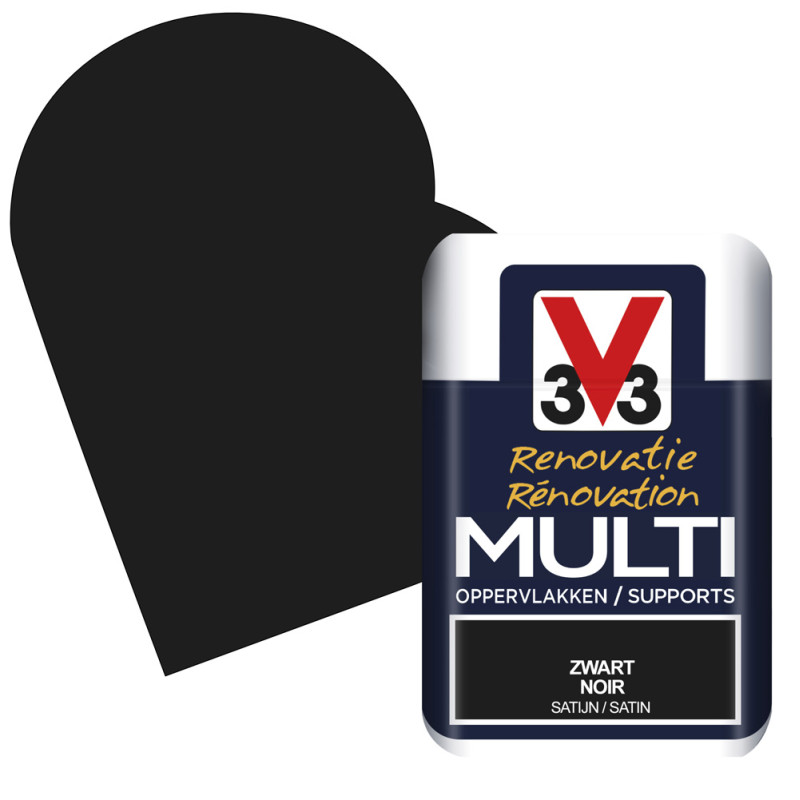 Peinture de rénovation multi-supports Noir satin 75 ml V33