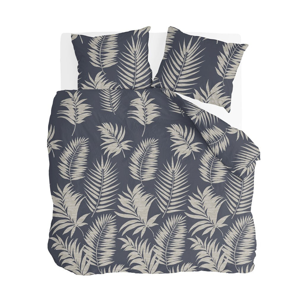 Byrklund - Dekbedovertrek Pretty Palm - 200x220 cm - Grijs / Blauw
