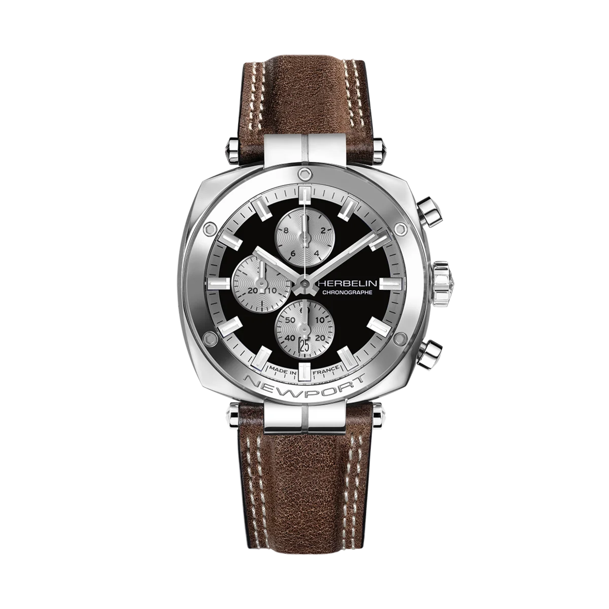 NEWPORT – HÉRITAGE CHRONOGRAPHE – ACIER & CUIR