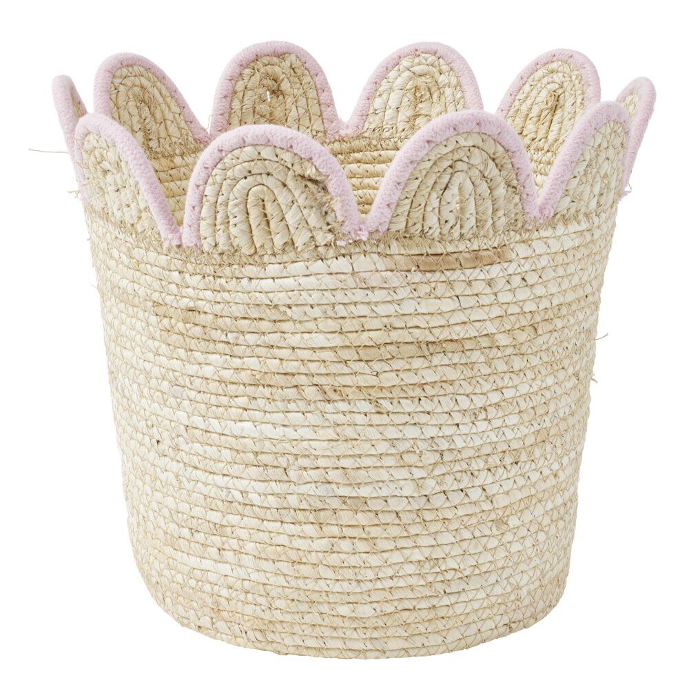 Panière décorative fibre naturelle et bord festonné Ø26xH26cm (3 modèles)