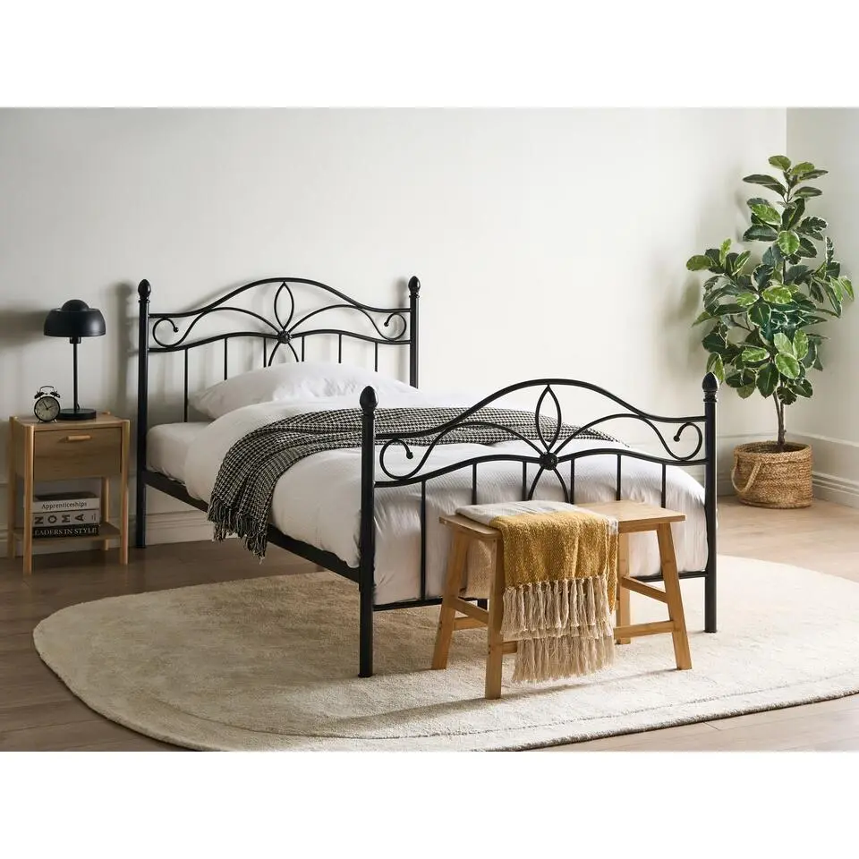 ANTLIA - Tweepersoonsbed - Zwart - 120 x 200 cm - Metaal