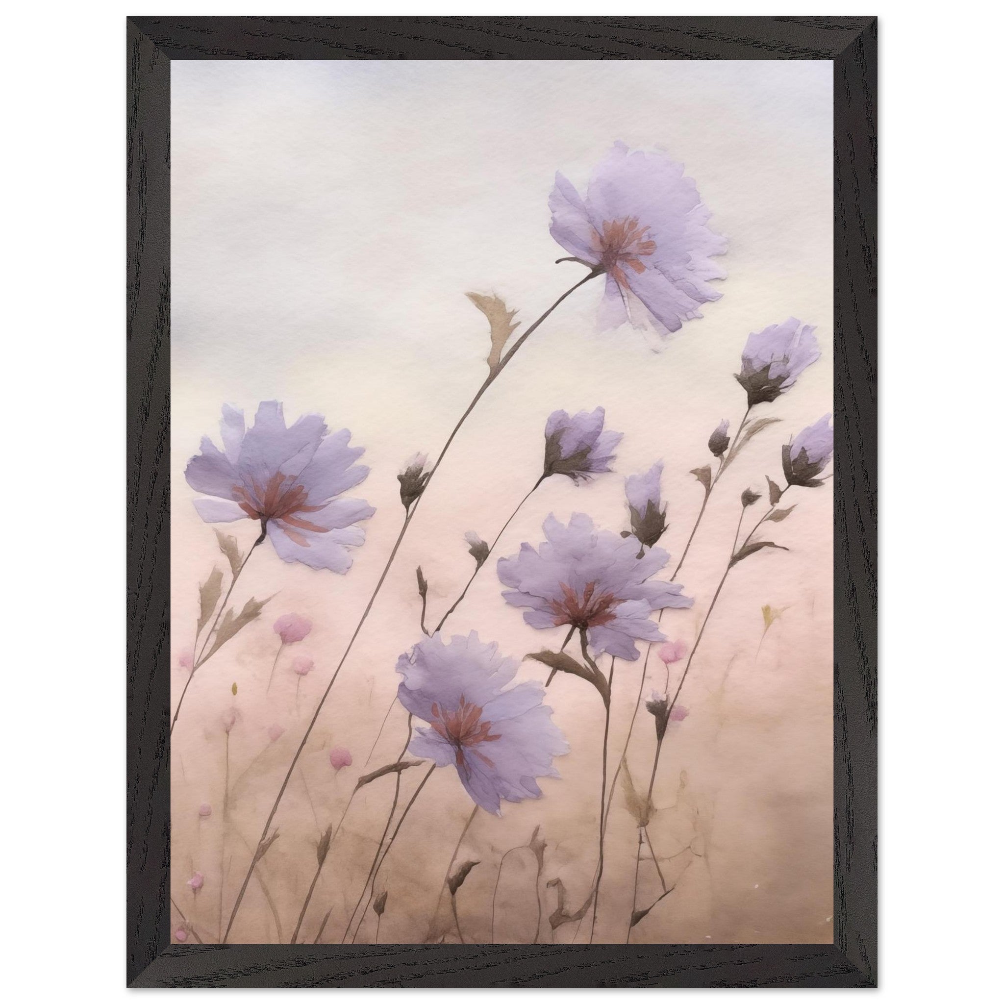 Artfulprints Poster met Lijst Flower aquarel 2  - 30x40 cm - Roze