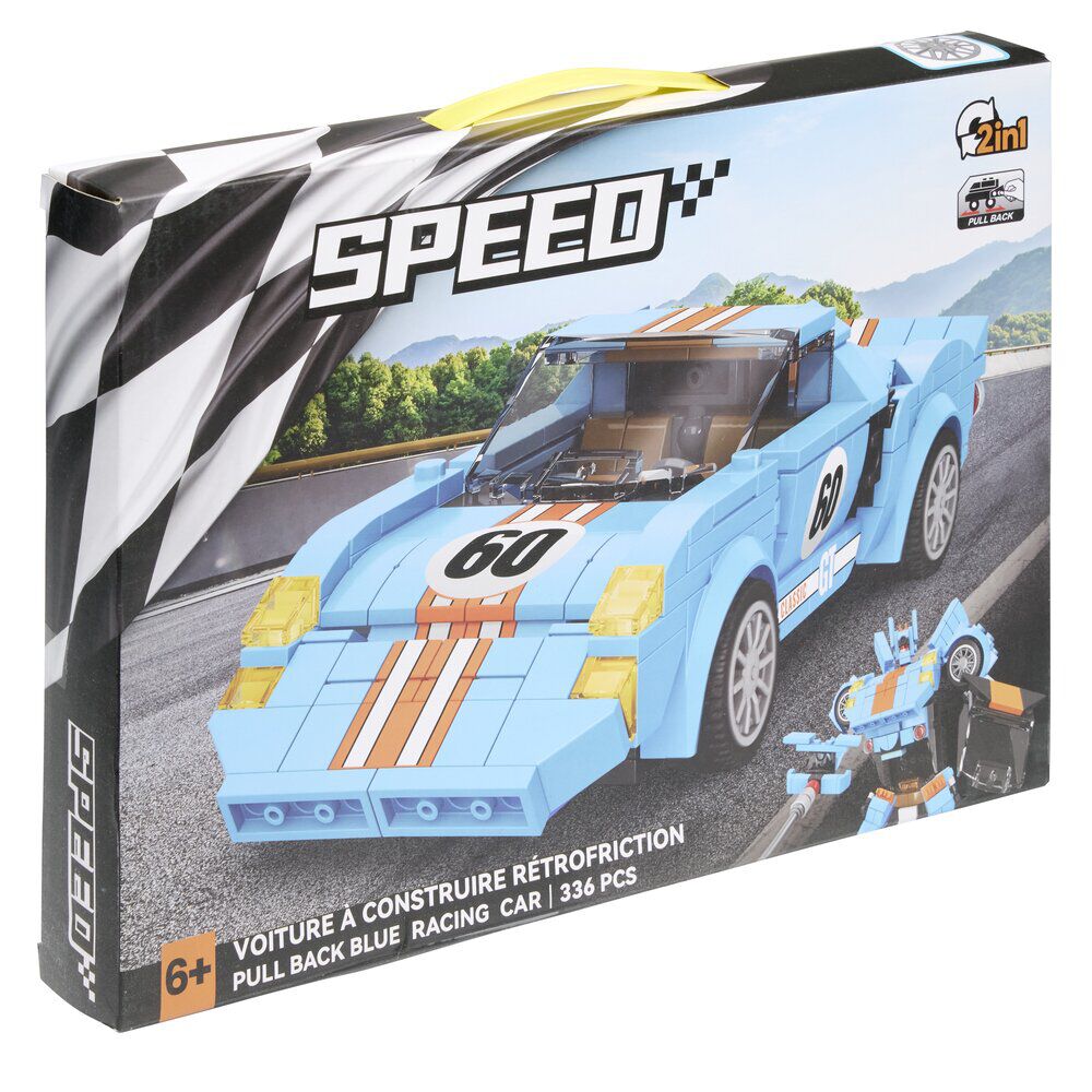 Jeu bloc de construction enfant garçon voiture robot 336 pièces plastique bleu