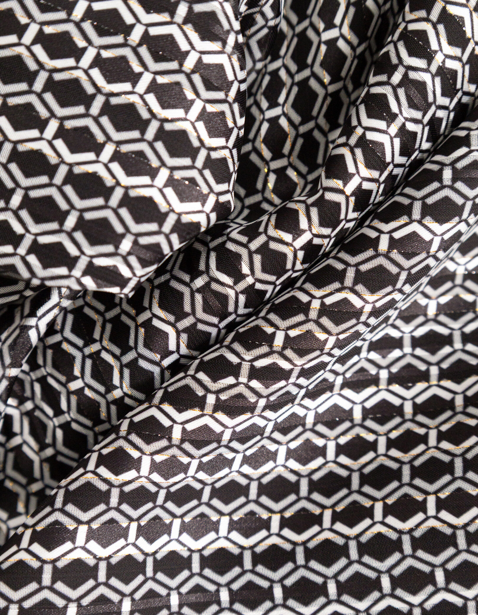 Robe noire imprimé graphique bicolore Femme