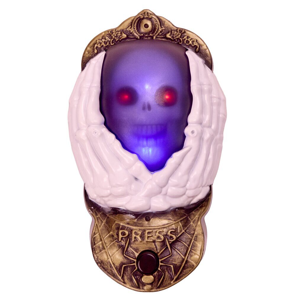 Sonnette de porte Halloween son et lumière 13x18,5cm (2 modèles oeil ou tête de mort)