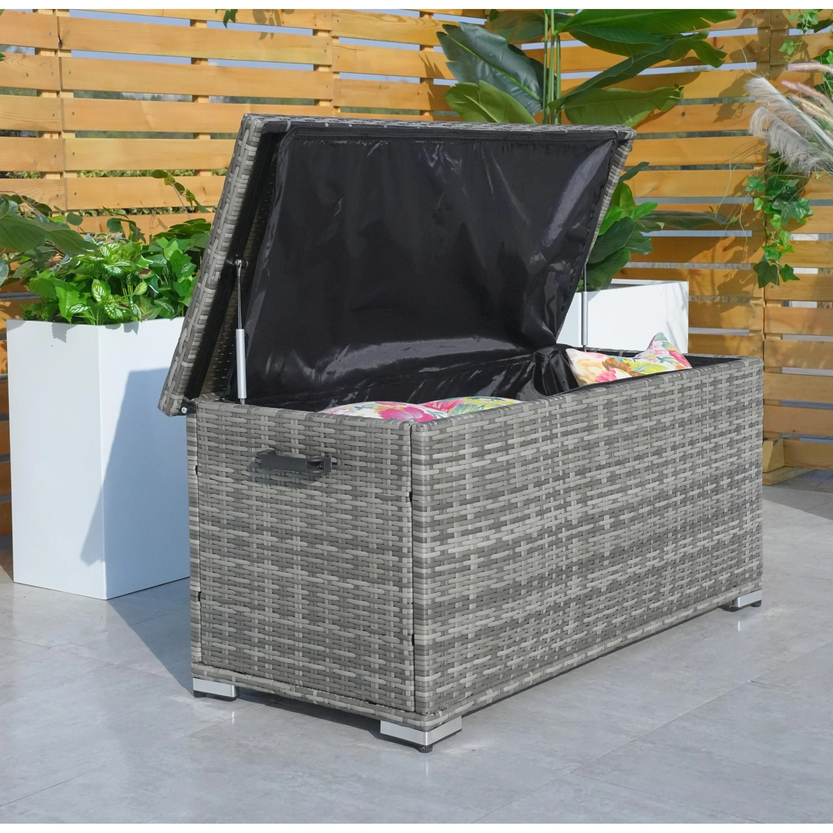 64 / 131 Gallon Outdoor Rattan Storage Deck Box with Metal Frame