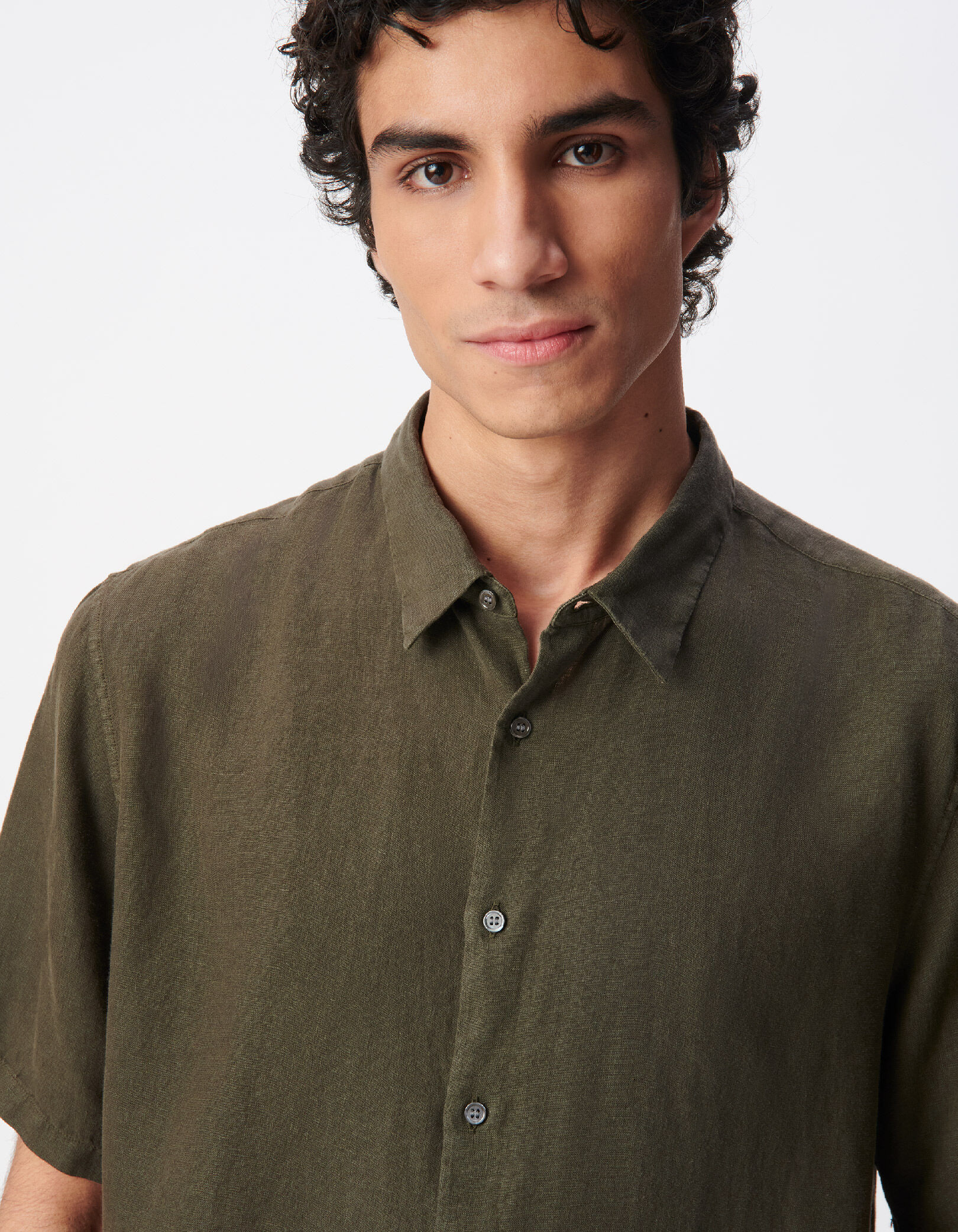 Chemise regular kaki 100% lin Homme