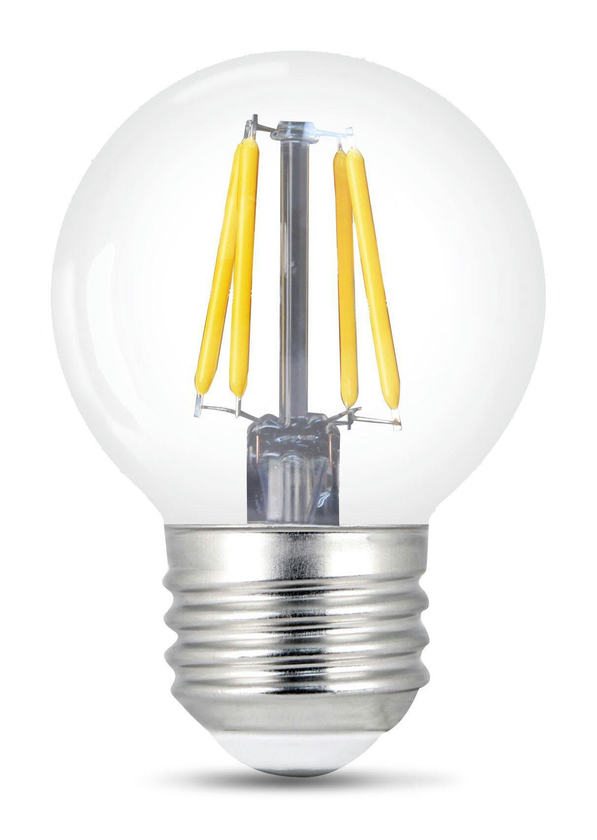 NOMA G16.5 E26 Base Dimmable LED Filament Light Bulbs, Warm White, 350 Lumens, 40W, 2-pk