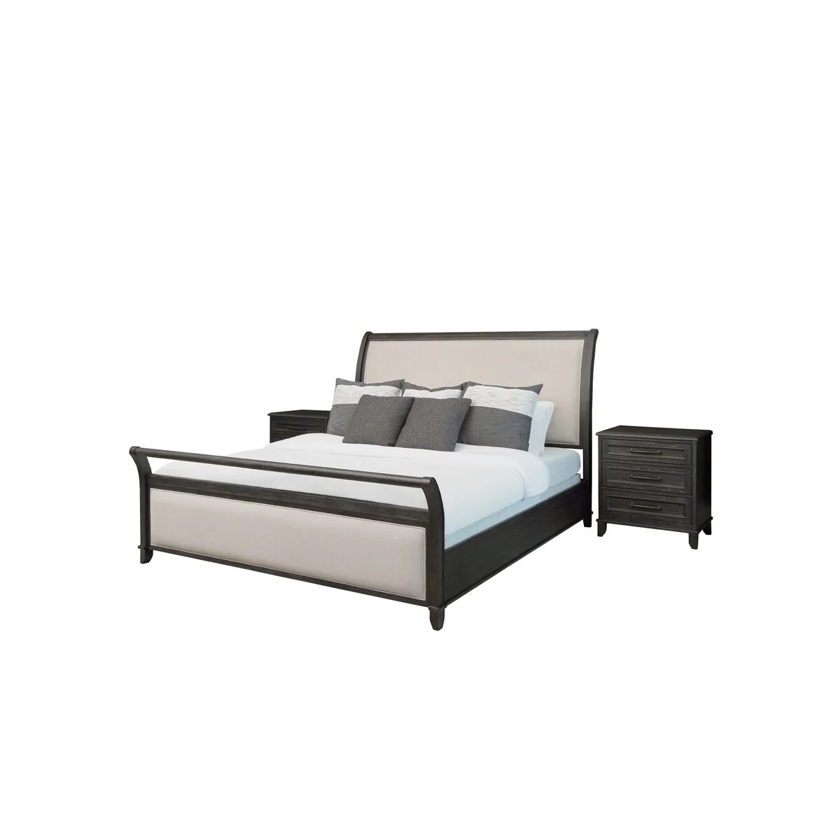 Abbyson Cindi 3 Piece Grey Bedroom Set with Sleigh Bed