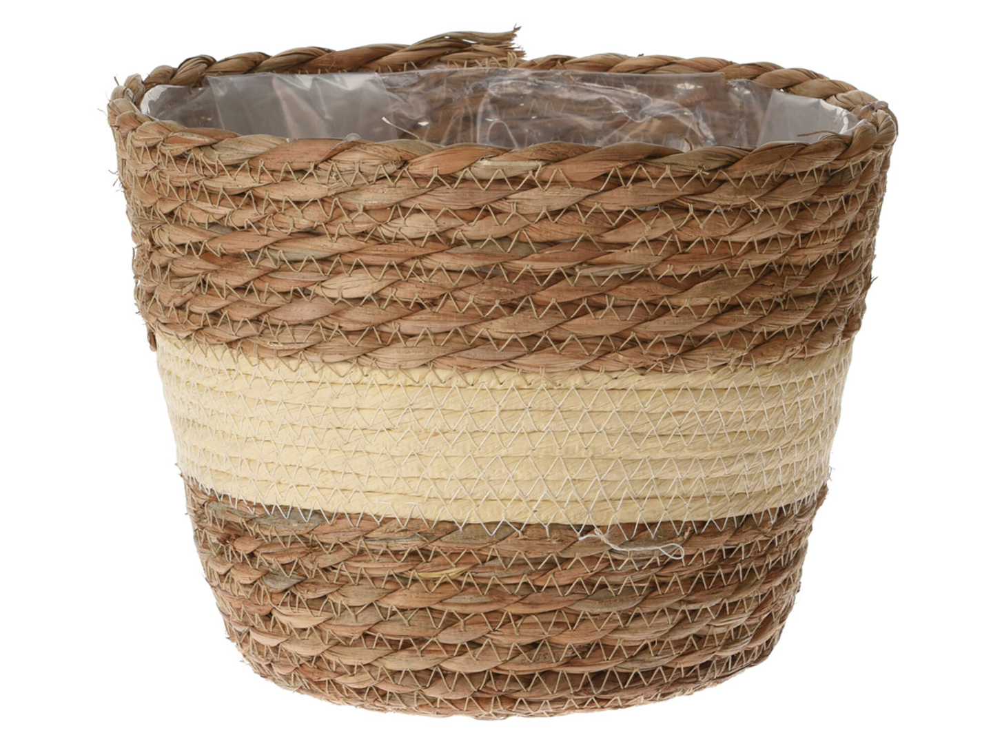 Doniczka z trawy morskiej 14 cm brązowo-beżowa