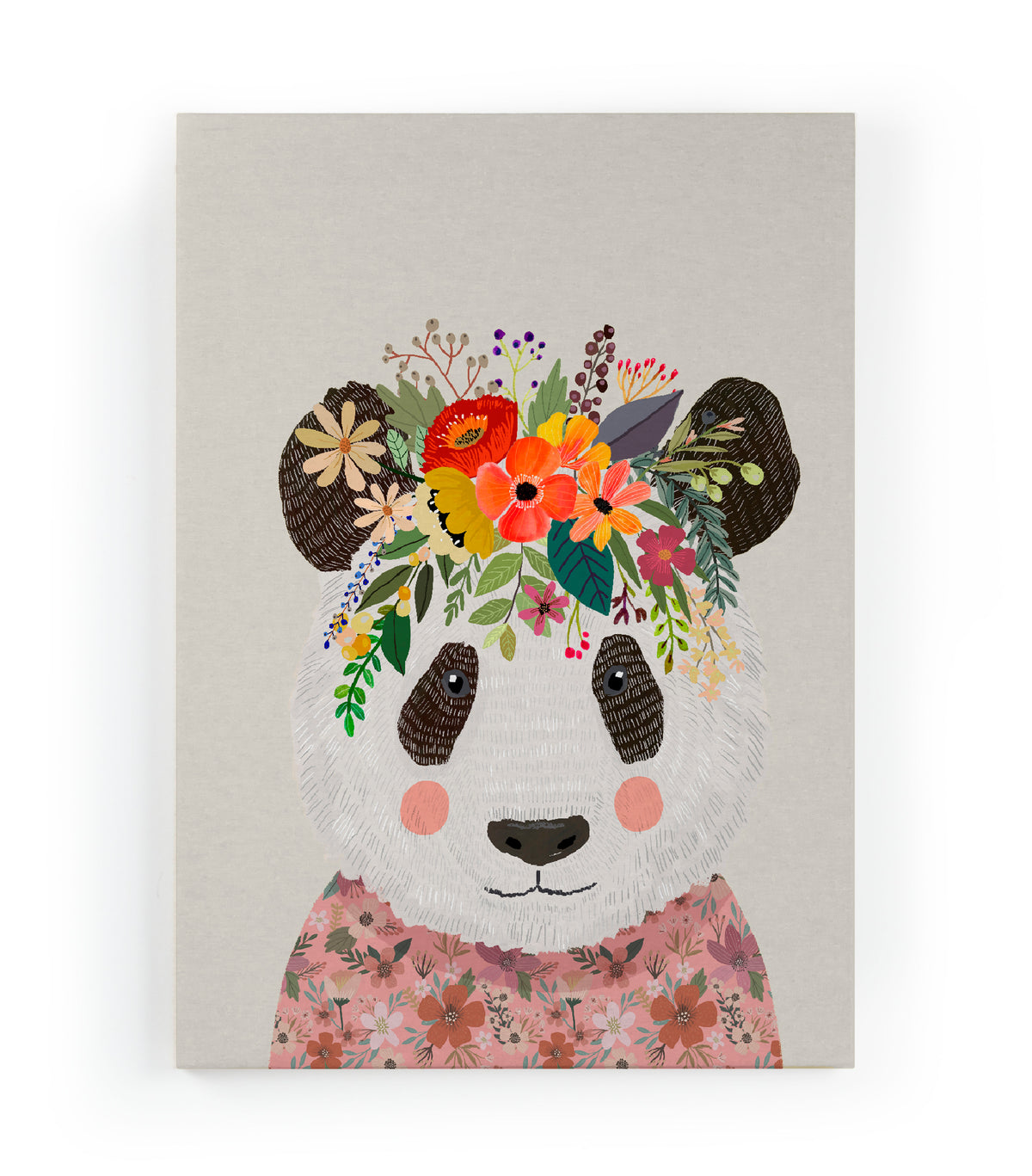 Canvas 60x40 Afdruk Panda Flora