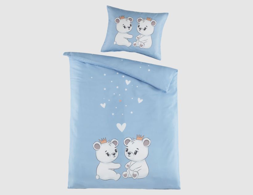 Bettwäsche Kinder Bär Blau 100x135cm