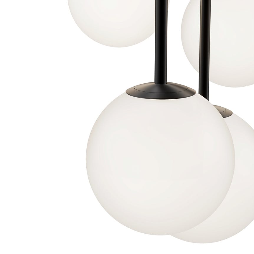 Suspension moderne noir & blanc – 5 globes en grappe DELTONA