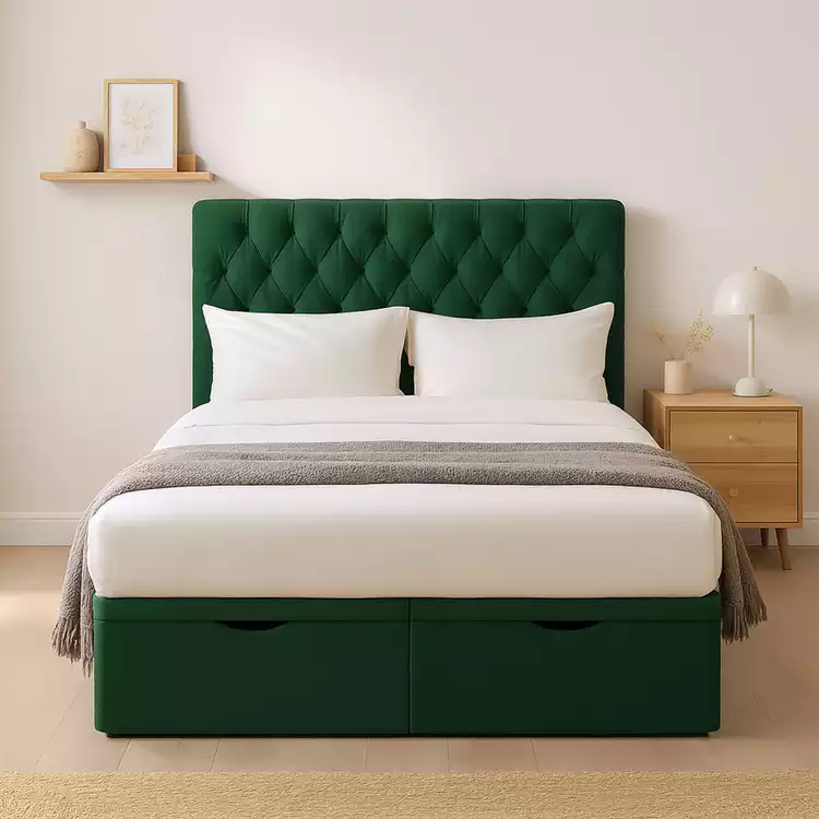 Millbrook Chester Double Fabric End Lift Ottoman Bed - Green