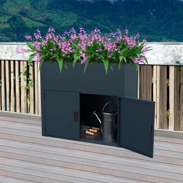 Hochbeet, mit Unterschrank, BxHxT: 120 x 86 x 70 cm, anthrazit