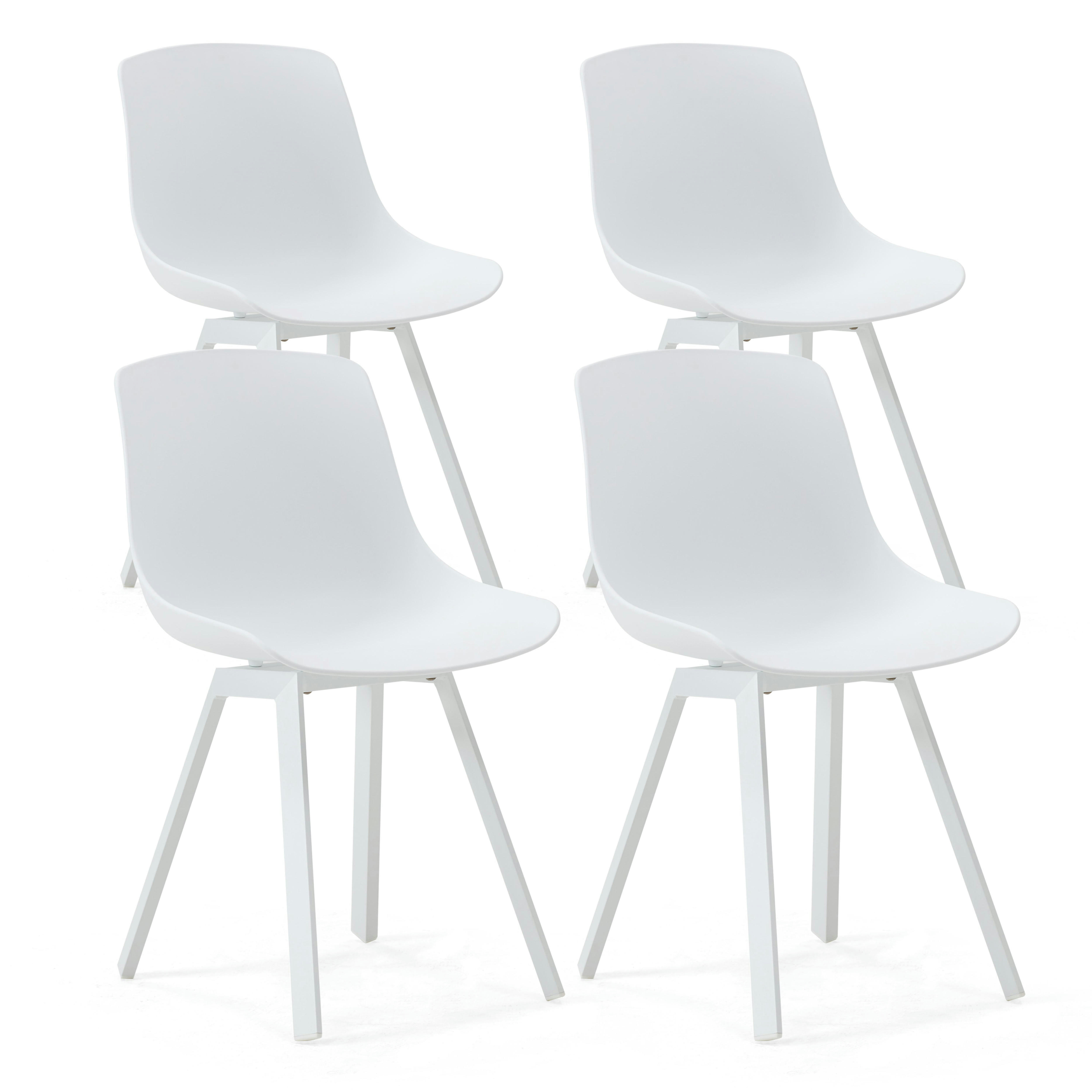 SAMOA - Lot de 4 chaises scandinave aluminium blanches