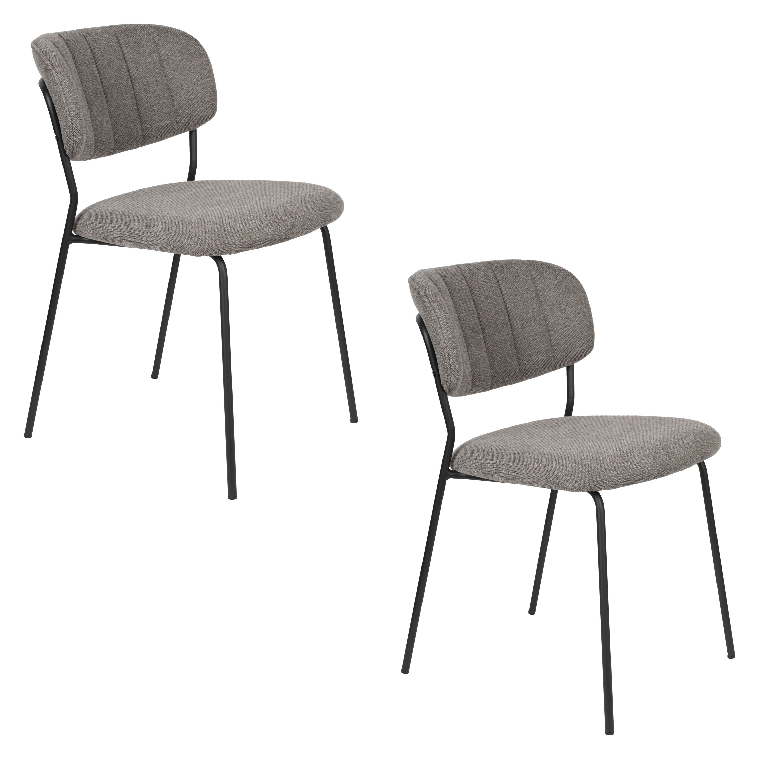 Housecraft Living Jolien Eetkamerstoelen Zwart/ Grijs - Set van 2