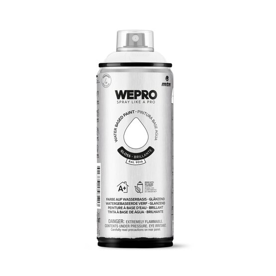 MTN WEPRO Igloo White Gloss Water-Based Spray Paint 400ml