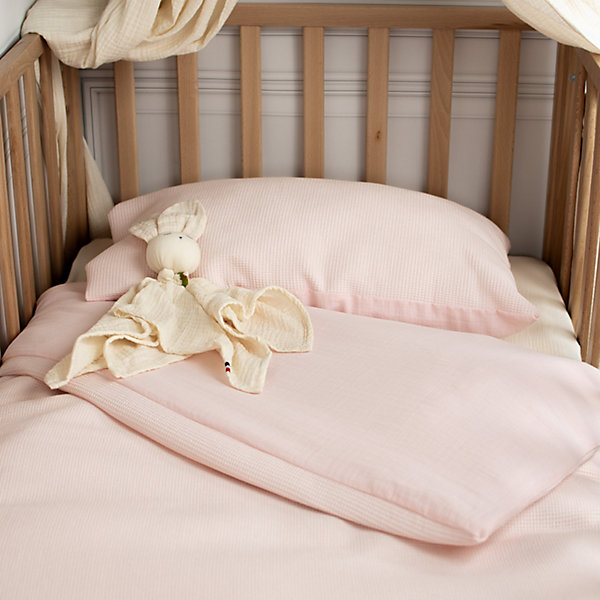 Housse de couette réversible gaze de coton &nid d'abeille