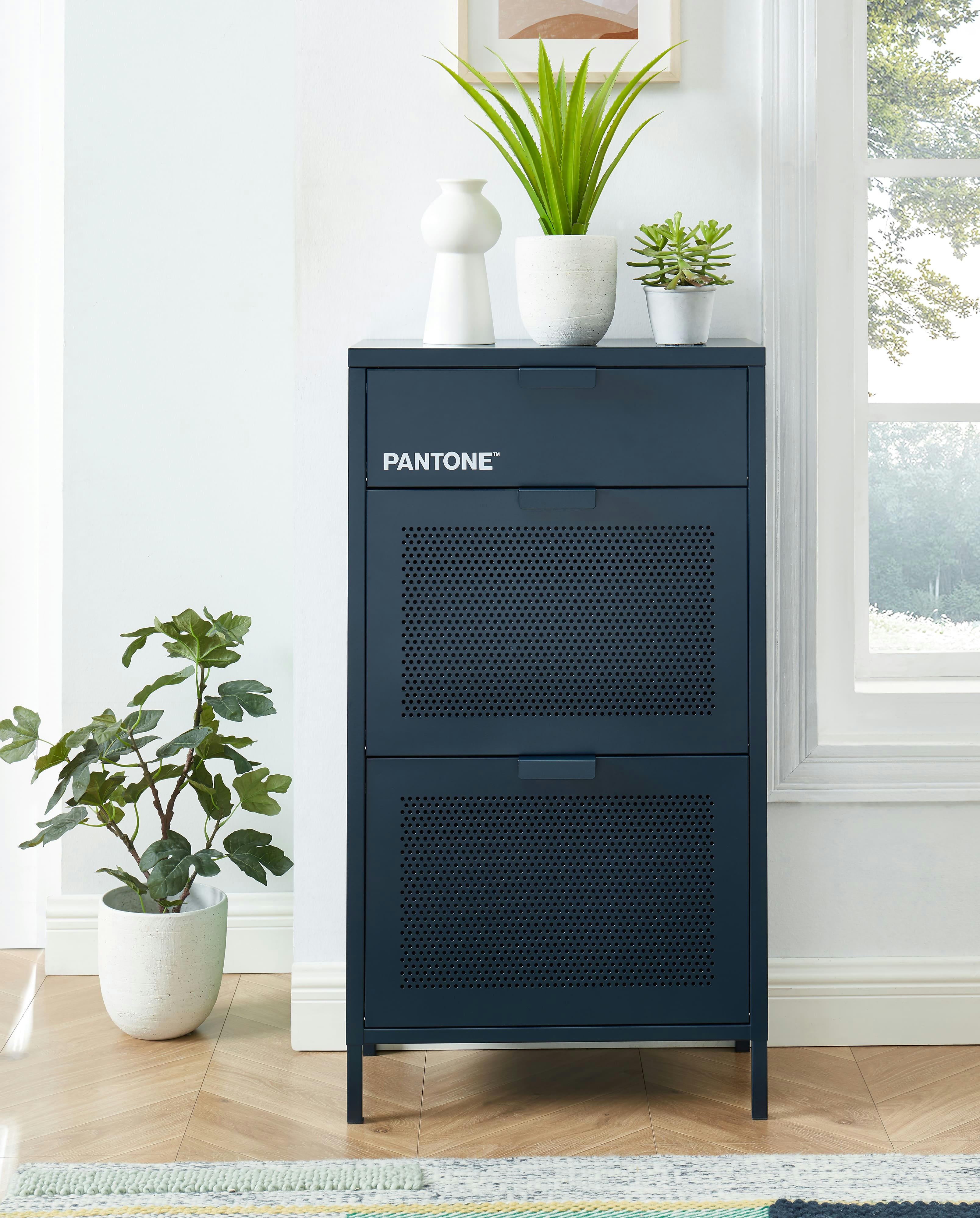 PANTONE - Meuble à chaussures  métal bleu nuit 55cm