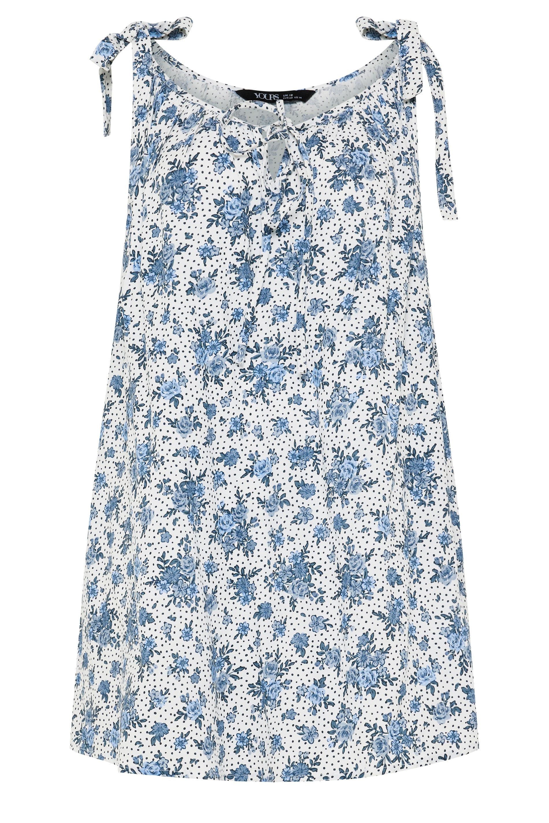 Yours Polka Dot Floral Strappy Vest Top