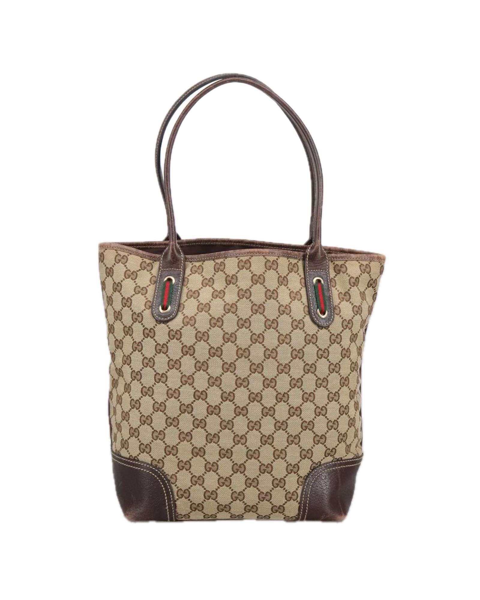 Gucci Preloved GG Monogram Tote Bag- Beige Shoulder Bags