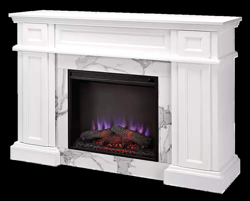 CANVAS Marseille Mantle Fireplace, 54-in, 1500W, Includes Remote Control, White