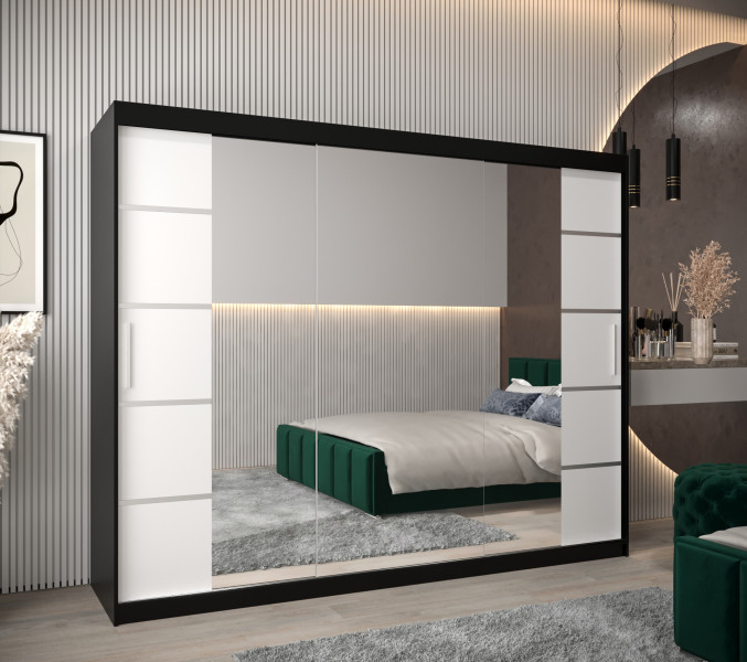 Szafa przesuwna Garderoba Verona 4 250 czarny   biały