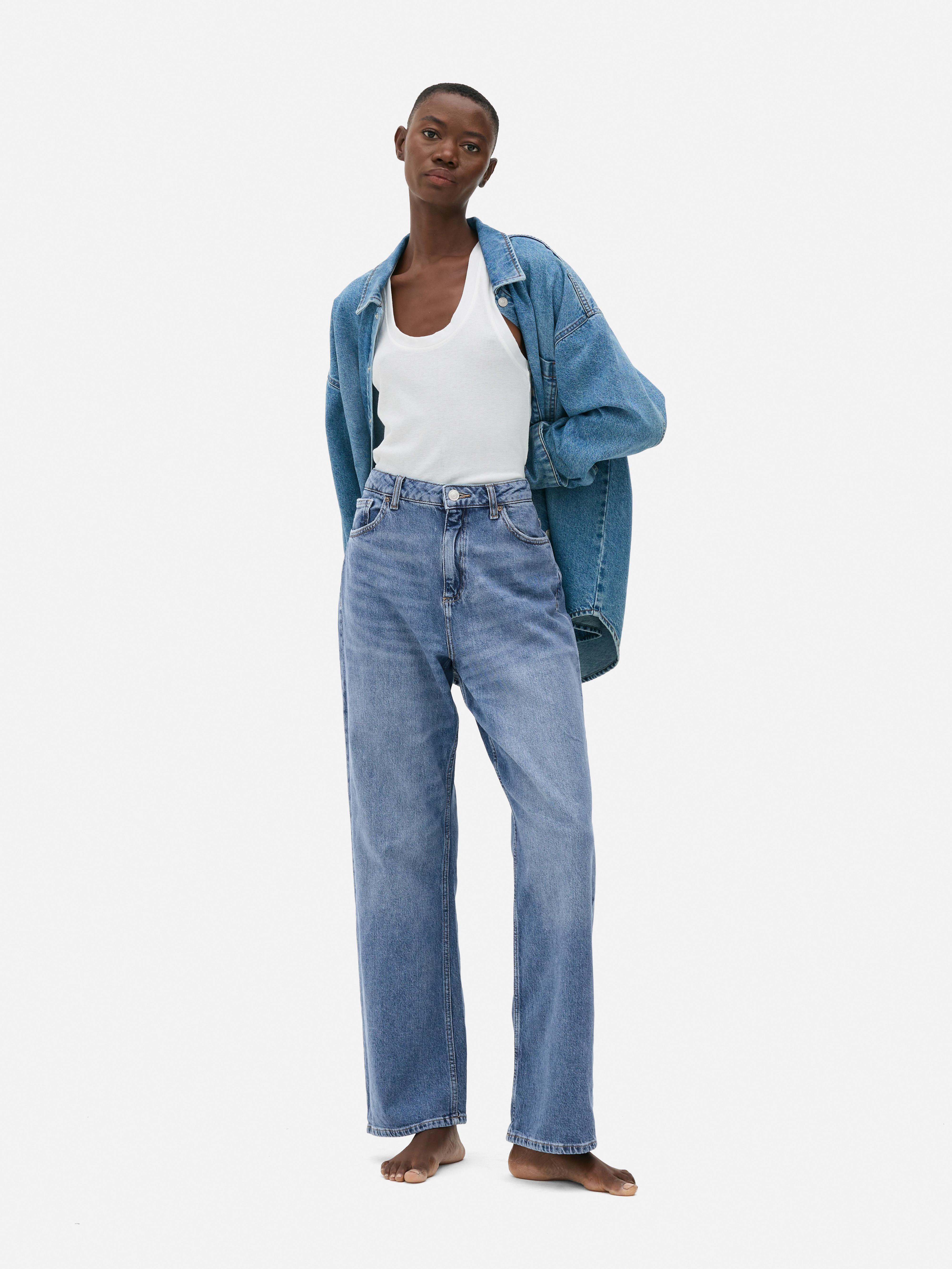 High-Waisted Straight-Leg Jeans