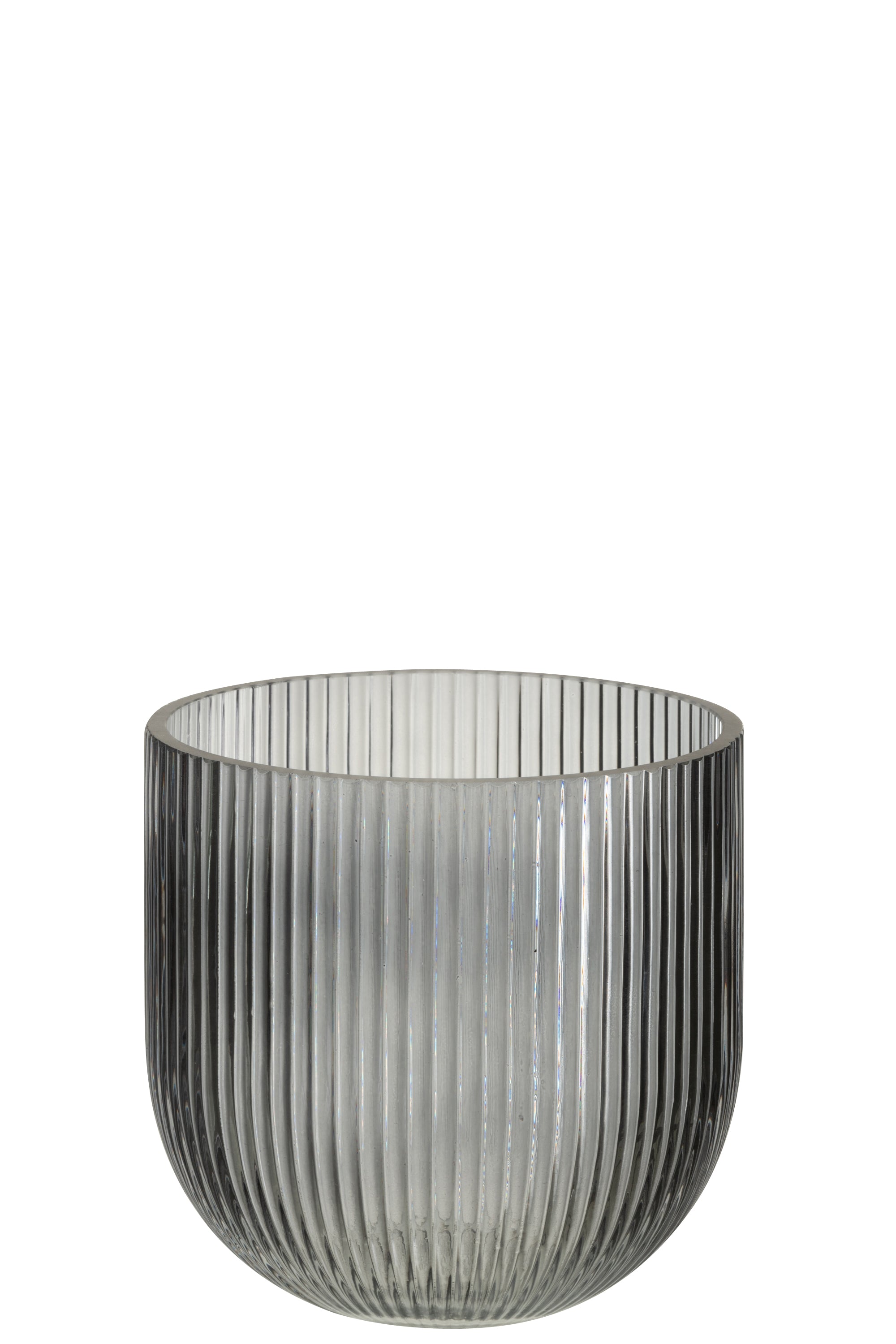 J-Line vaas Gestreept - glas - zwart - small