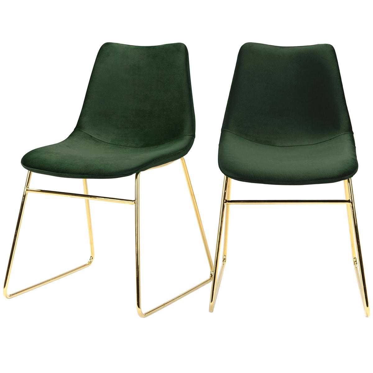 GASPARD - Chaise en velours vert foncé (lot de 2)