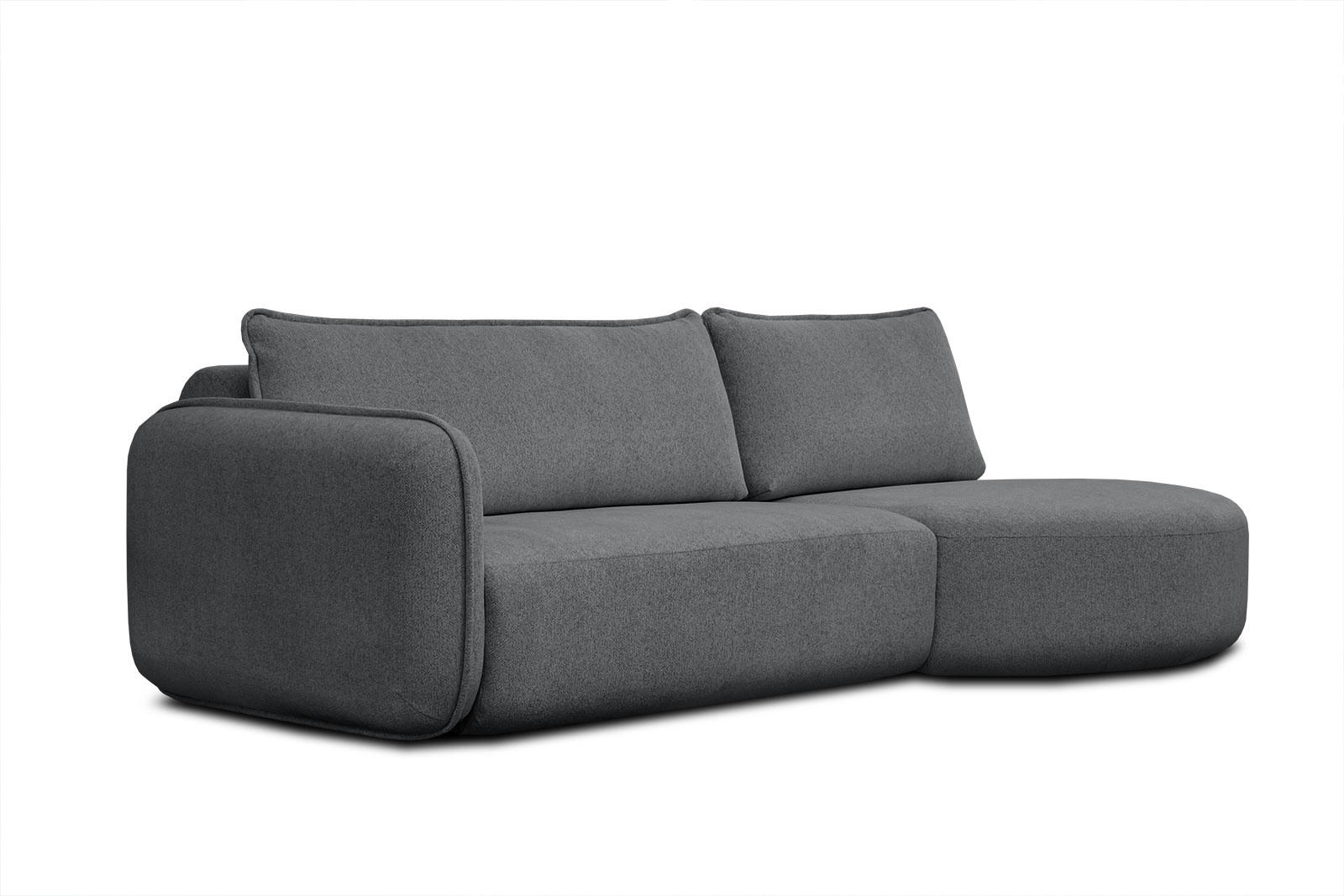 IPSUM - Canapé d'angle droit 3 places avec l'île tissu noir