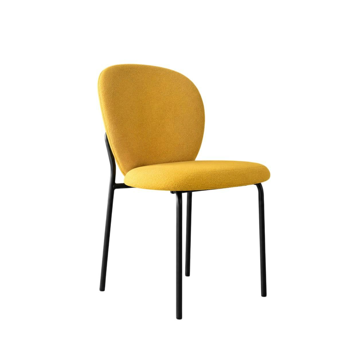 Chaise tissu moutarde design arrondi (lot de 2) LORA
