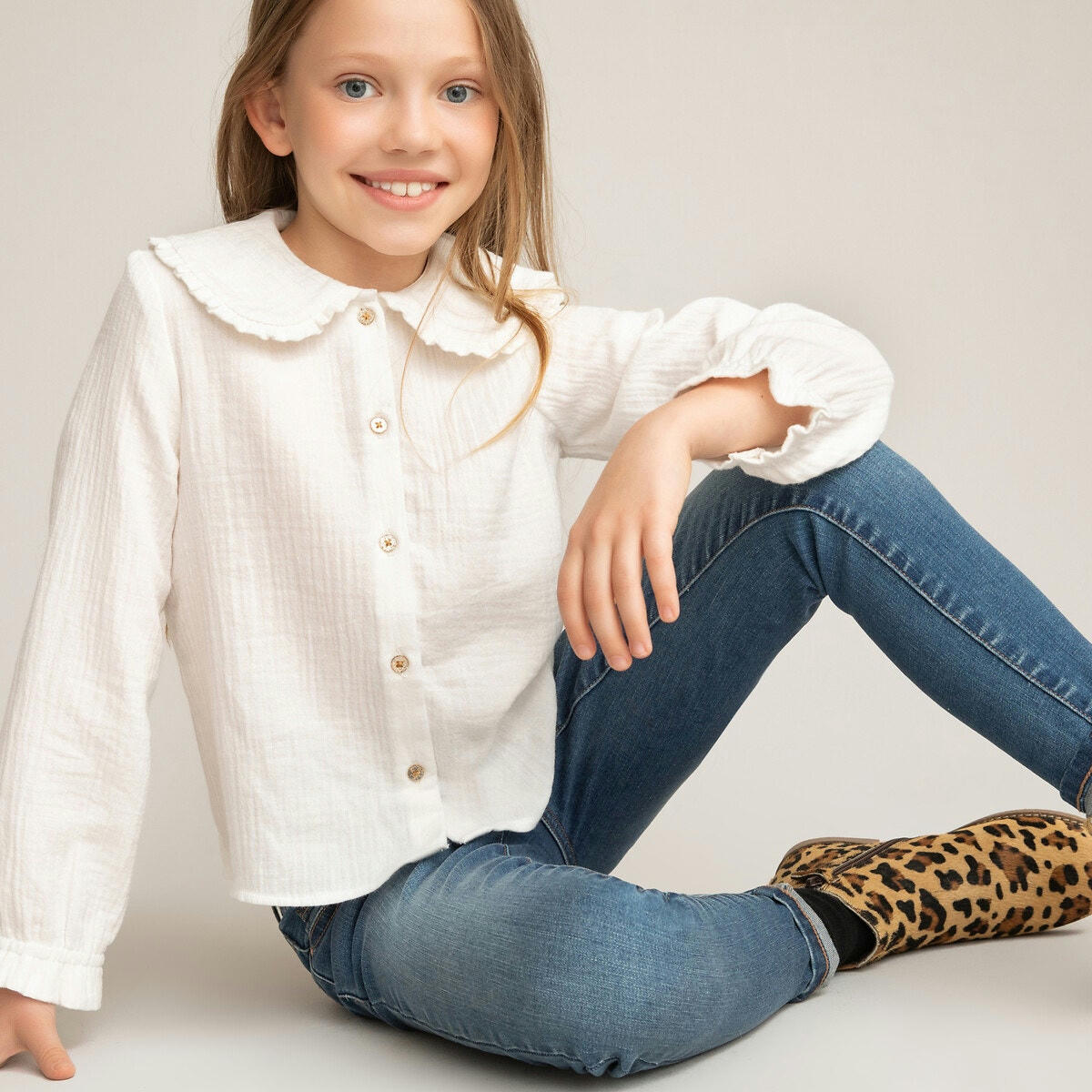 Blouse col claudine, gaze de coton