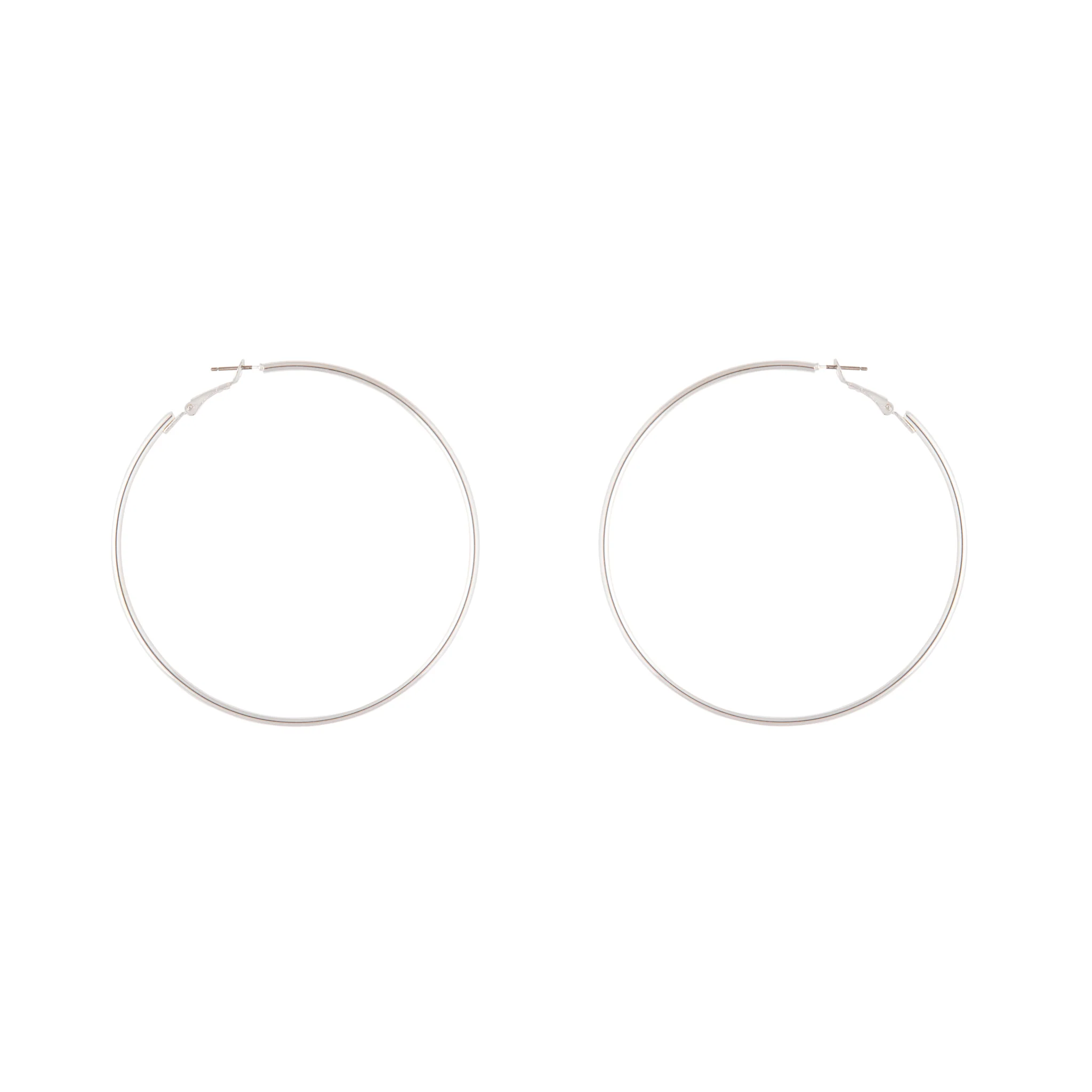 Silver Rounded 7cm Hoop Earrings