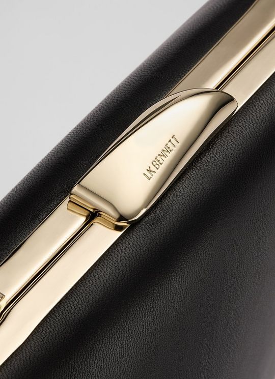 Charlotte Black Nappa Leather Box Clutch Bag
