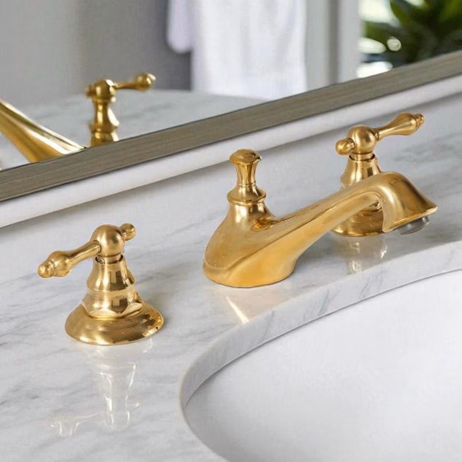 Charleston Widespread Bathroom Faucet – Unlacquered Brass