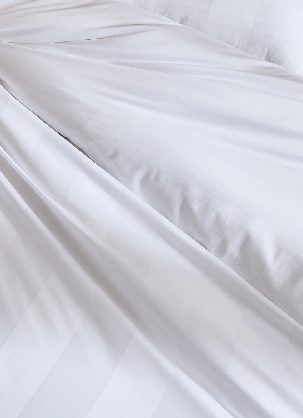 HOUSSE DE COUETTE RAYÉE EN SATIN DE COTON BLANC