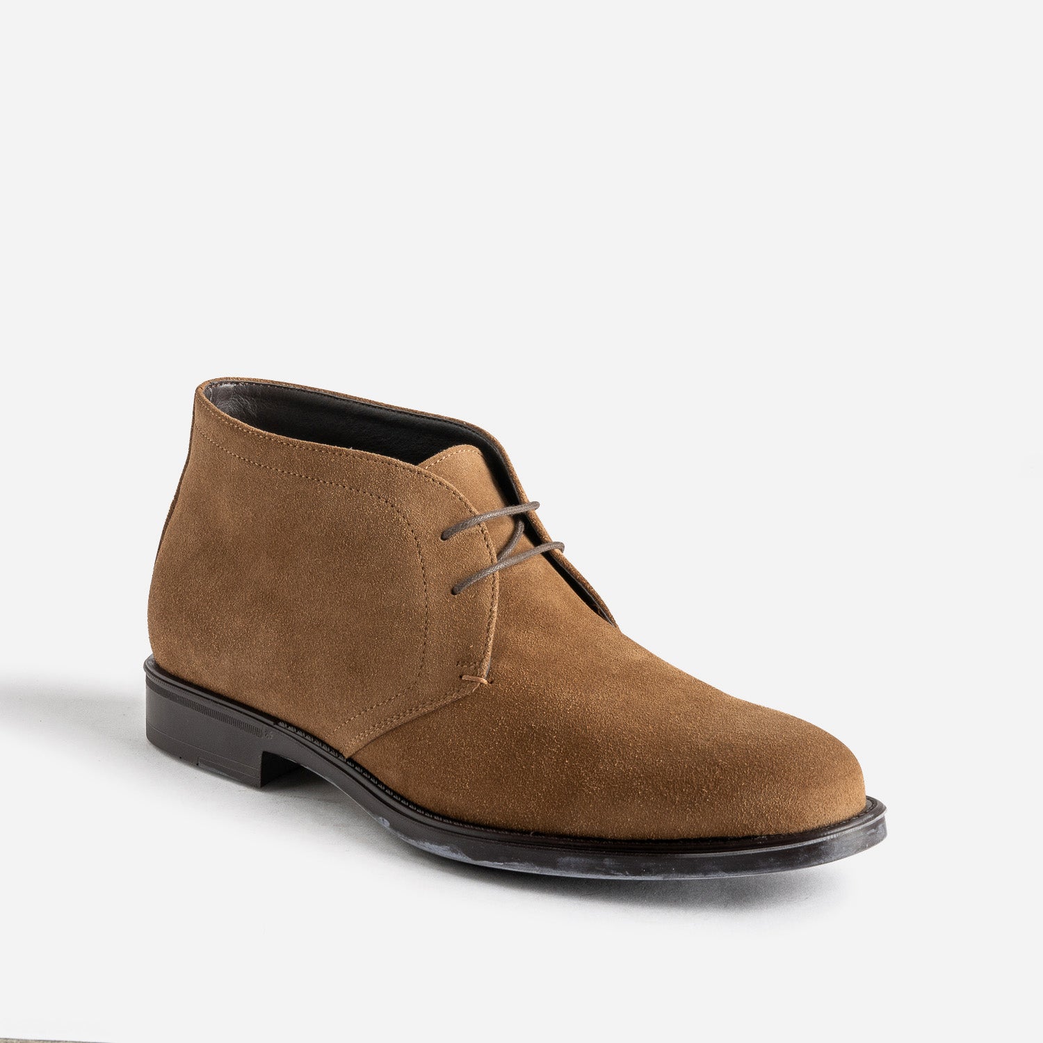 Chunky boots beige foncé cuir velours