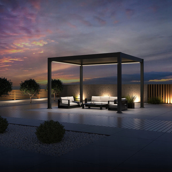 Pergola Tarasowa Gutroof Led 3x4 Elektryczna Ogrodowa Oswietlenie