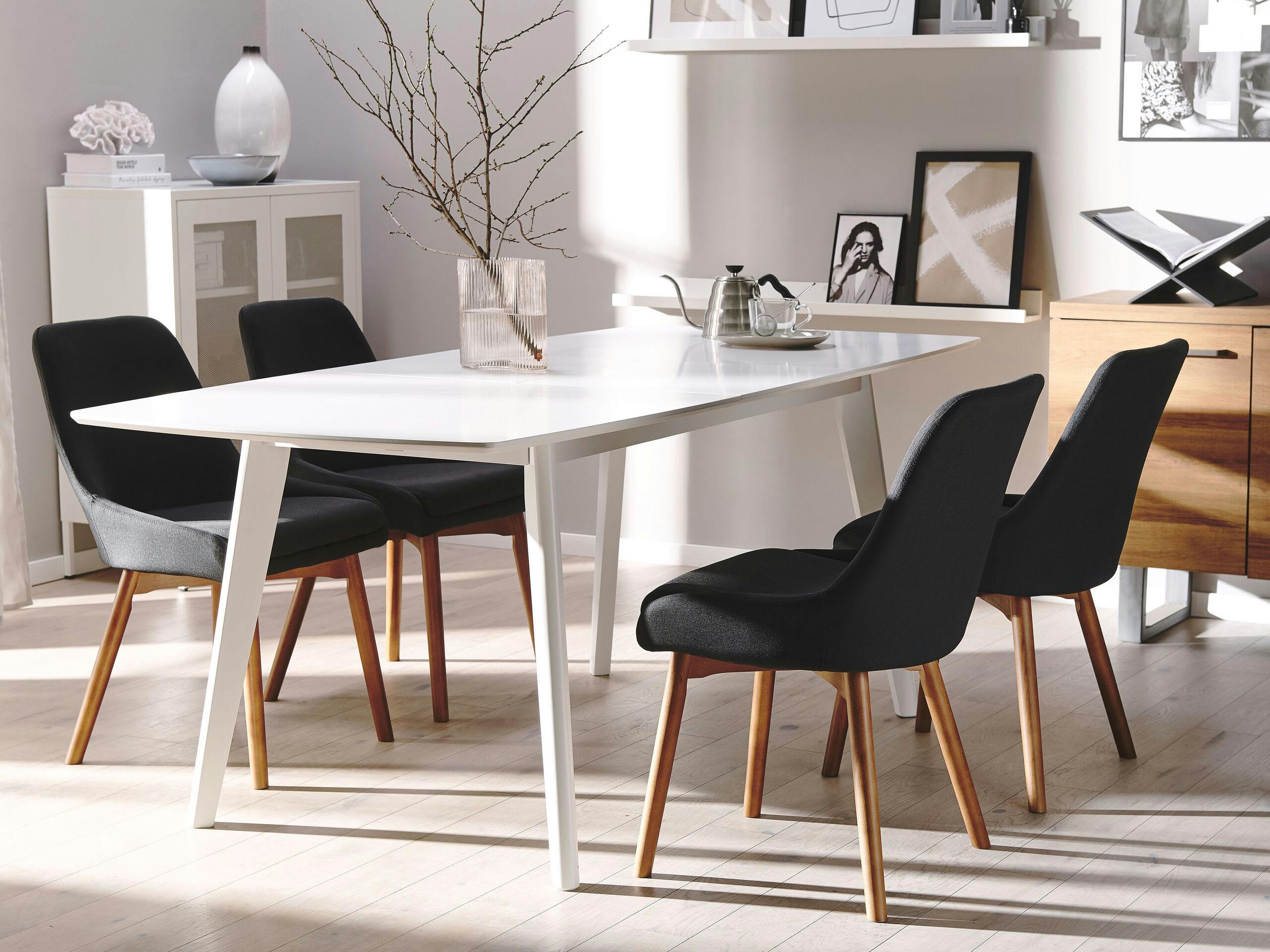 MELFORT - Lot de 2 chaises de salle à manger en tissu noir