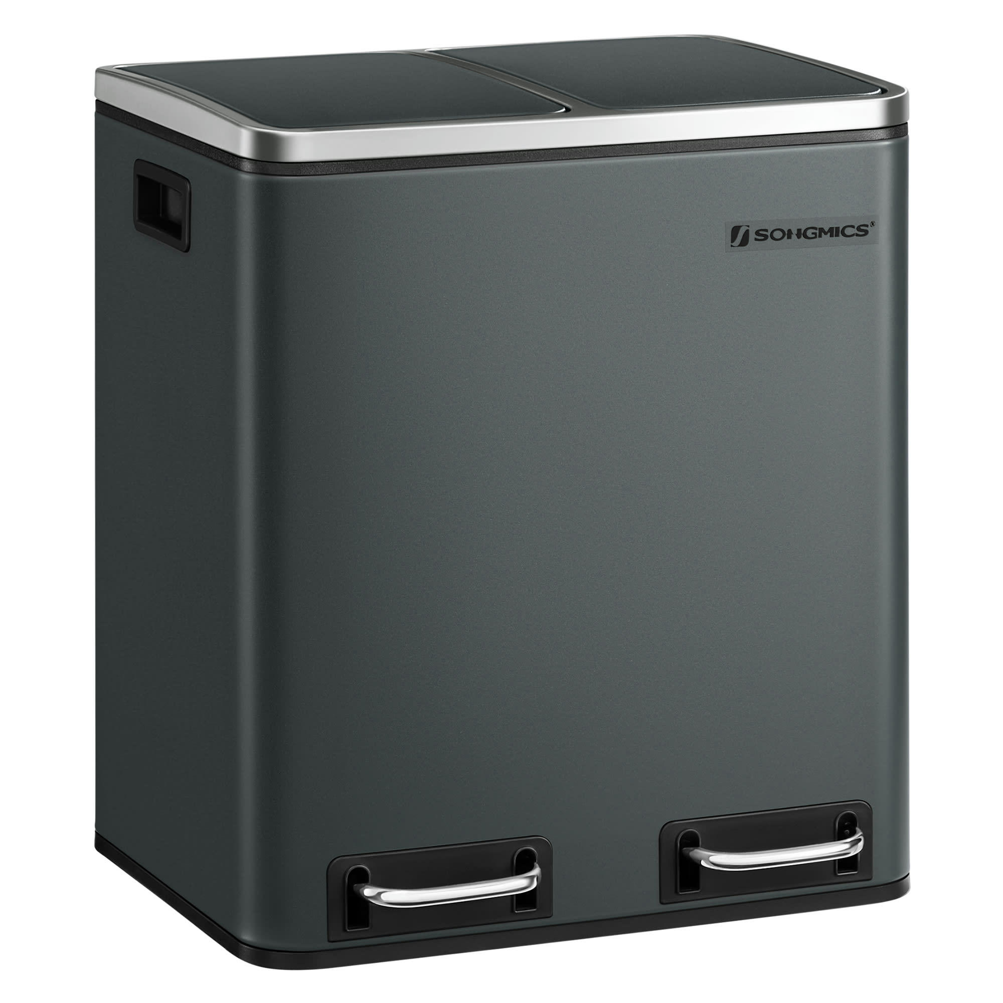 - Poubelle de tri 2 x 15L acier gris verdâtre