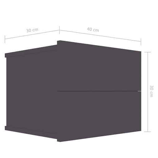 NNEVL Bedside Cabinet Grey 40x30x30 cm Chipboard